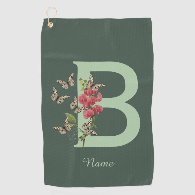 Serviette De Golf Papillon Pois de Senteur Douce Monogramme Initiale (Devant)