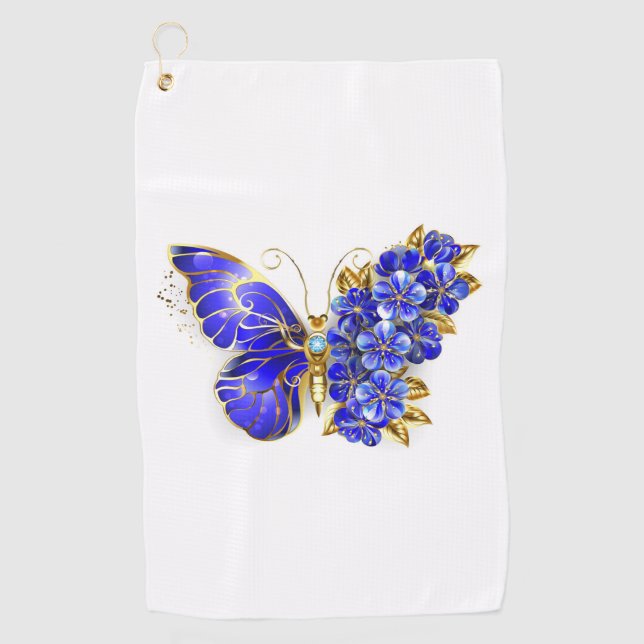 Serviette De Golf Papillon Saphir Fleur (Devant)
