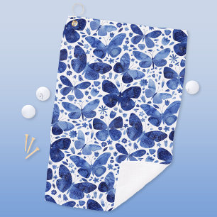 Serviette De Golf Papillons Aquarelle Bleu