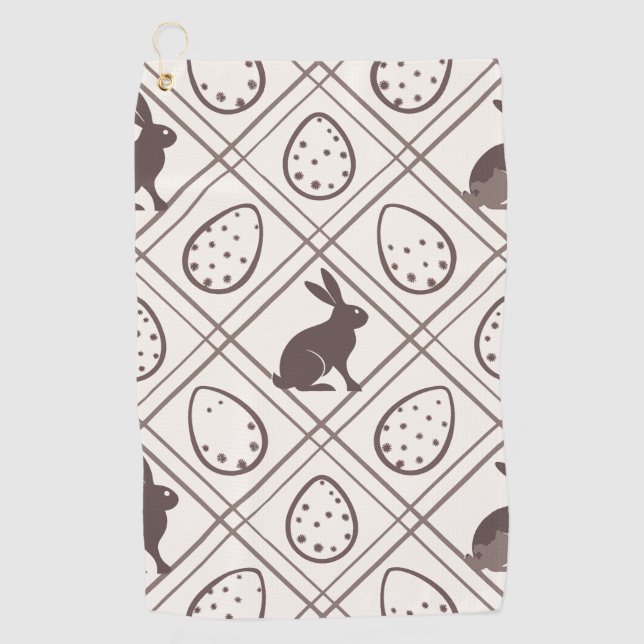 Serviette De Golf Pâques carreaux marron   (Devant)
