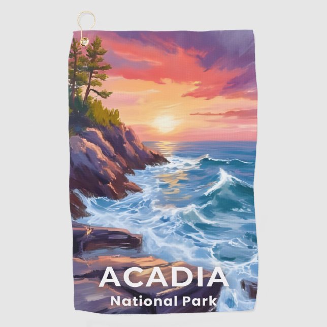 Serviette De Golf Parc national d'Acadia | Otter Cliffs Maine Voyage (Devant)
