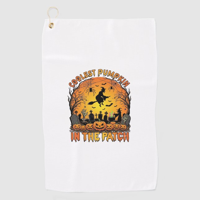 Serviette De Golf Parcelle de citrouilles la plus cool Halloween Sor (Devant)