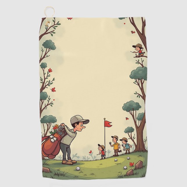 Serviette De Golf Parcours de Cartoon (Devant)