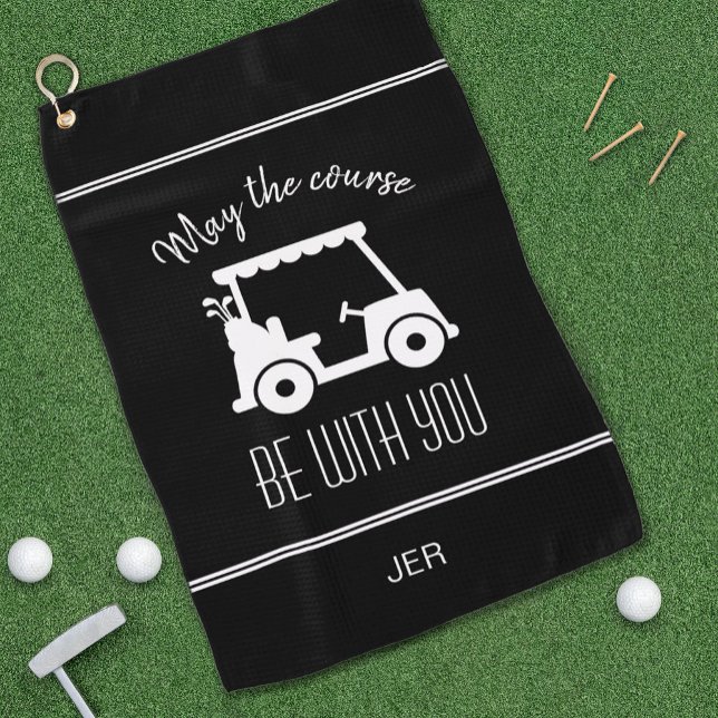 Serviette De Golf Parcours de golf Black & White Citation Golf Cart  (Créateur téléchargé)
