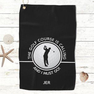 Serviette De Golf Parcours de golf Golfer Silhouette Citation noir b