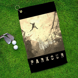 Serviette De Golf Parkour Urban Free Runling Freestyling Art Sepia