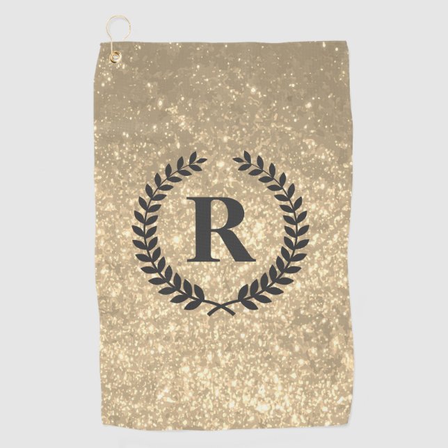 Serviette De Golf Parties scintillant D'Or Avec Monogramme (Devant)