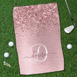 Serviette De Golf Parties scintillant en métal brossé rose pâle Nom<br><div class="desc">Personnalisez facilement ce socle de serviettes de golf chic et branché,  avec une jolie parties scintillant brillante rose vif sur un arrière - plan métallique brossé rose vif.</div>