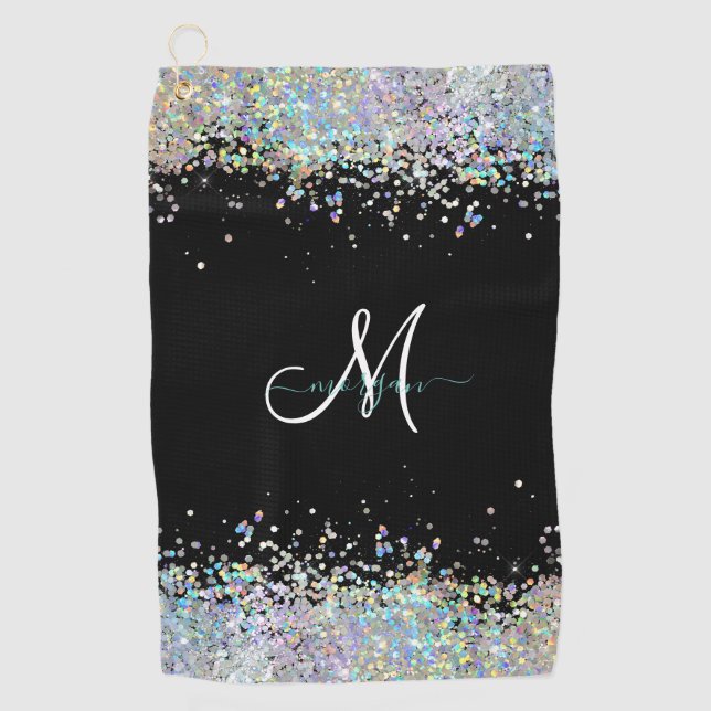 Serviette De Golf Parties scintillant holographique Rainbow Pastels  (Devant)