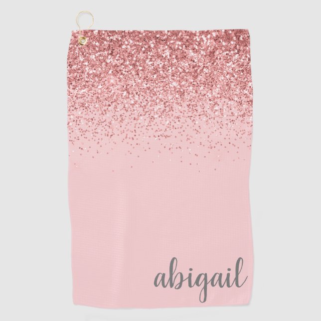 Serviette De Golf Parties scintillant rose vif personnalisée Monogra (Devant)