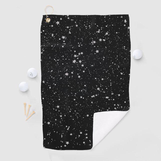 Serviette De Golf Parties scintillant Stars2 - Noir argenté (En situation)