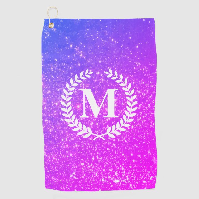 Serviette De Golf Parties scintillant Violette Avec Monogramme (Devant)