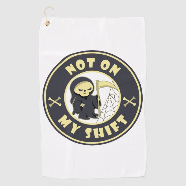 Serviette De Golf Pas sur mon poste Grim Reaper Citation d'Halloween (Devant)