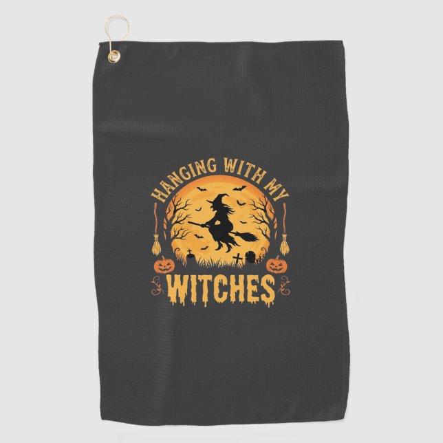 Serviette De Golf Passer l'Halloween avec mes sorcières (2) (Devant)