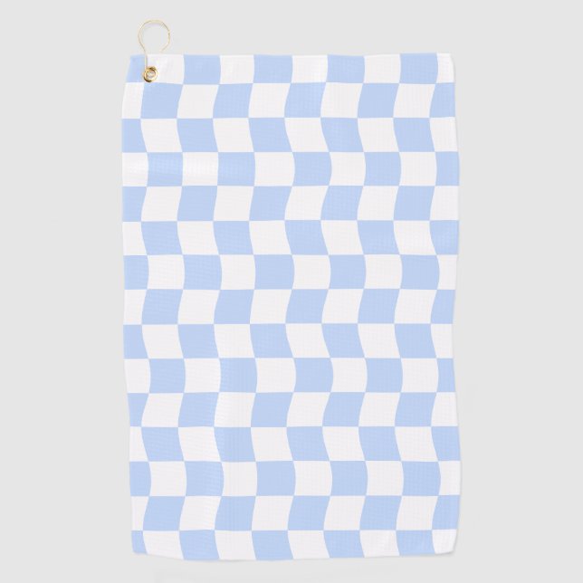 Serviette De Golf Pastel Blue White Retro Checkerboard Pattern (Devant)