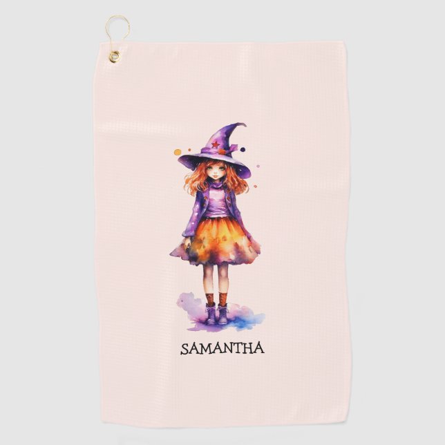 Serviette De Golf Pastel Cute Witch Girl - Halloween esthétique (2) (Devant)