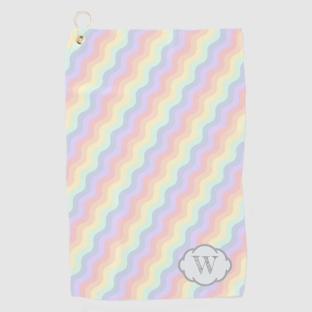 Serviette De Golf Pastel Rainbow Waves Golf Towne (Devant)