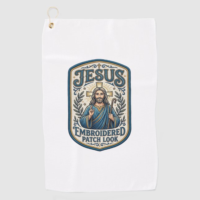 Serviette De Golf Patch brodé Jésus Regardez Patch brodé Jésus (Devant)