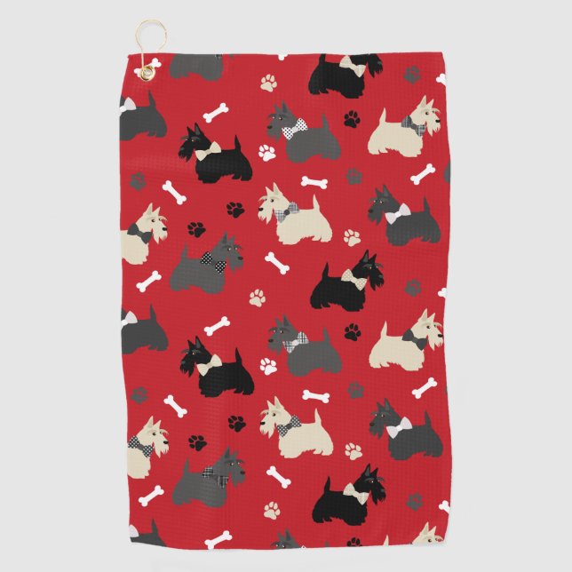 Serviette De Golf Pâtes et os de Terrier écossais (Devant)