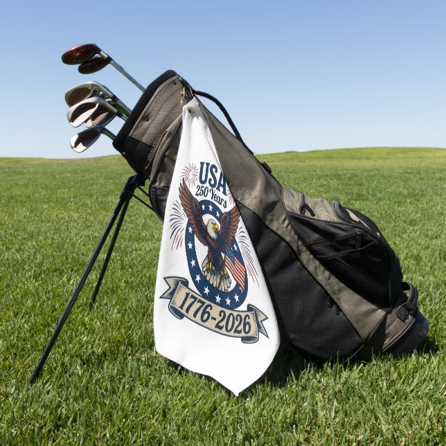 Serviette De Golf Patriotic American Eagle 250 Years 1776-2026 (Vert)