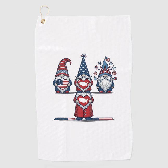 Serviette De Golf Patriotic Gnome Trio Vintage Vector Design_1 (Devant)