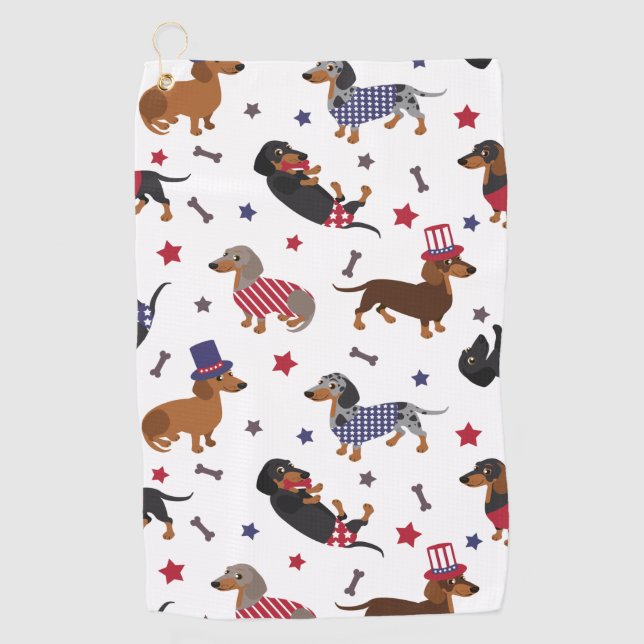 Serviette De Golf Patriotique Dachshund (Devant)