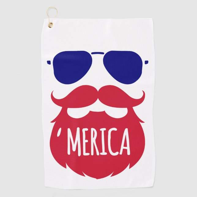 Serviette De Golf Patriotique 'Merica rouge bleu blanc (Devant)