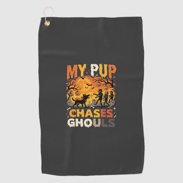 Serviette De Golf Patrouille du cimetière de chiens d'Halloween (Devant)