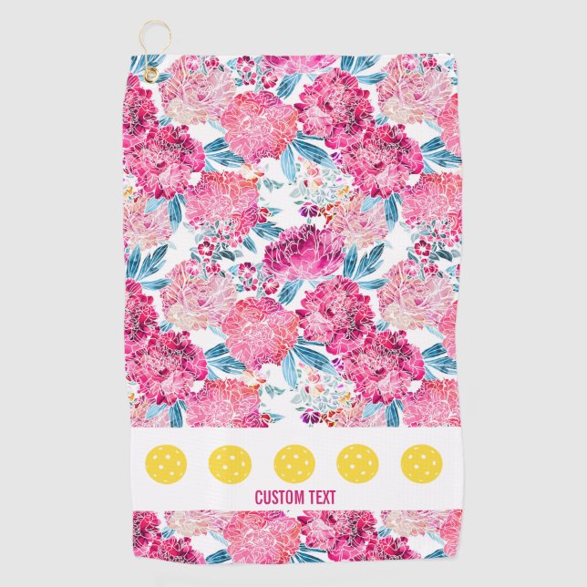 Serviette De Golf Patty rose Floral Pattern Pickleball Swemain (Devant)