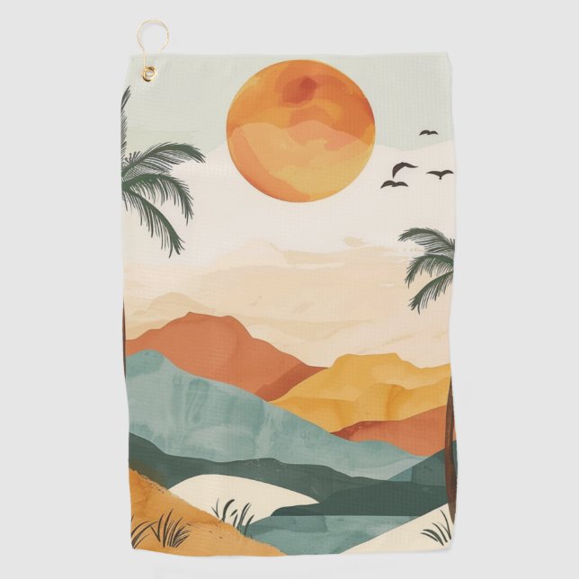 Serviette De Golf Paysage Abstrait de Boho (16) (Devant)