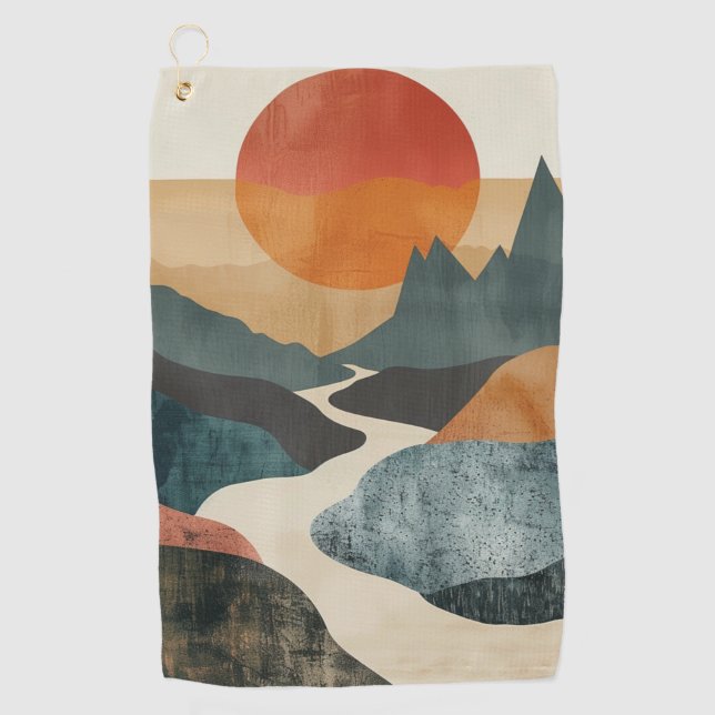 Serviette De Golf Paysage Abstrait de Boho (5) (Devant)