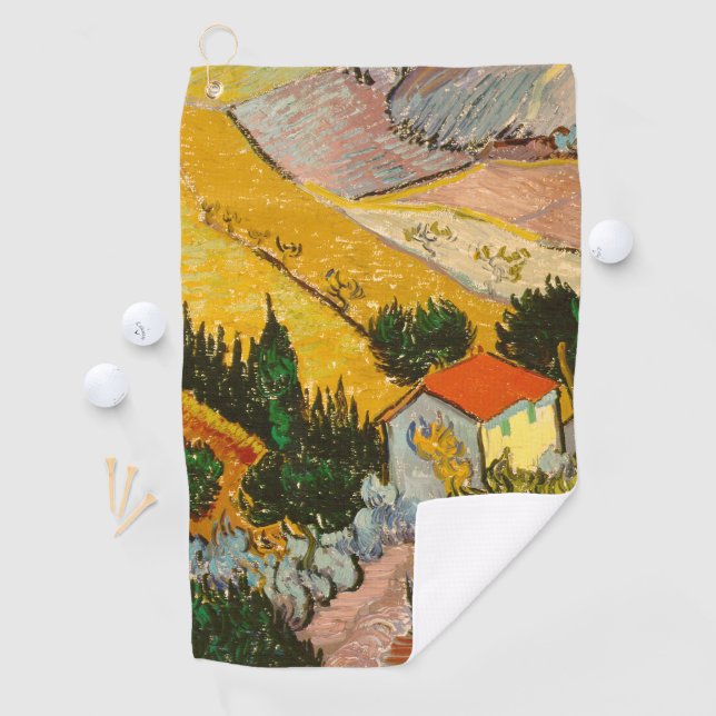 Serviette De Golf Paysage avec Maison et PloughmaVincent van Gogh (En situation)