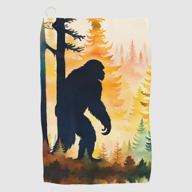Serviette De Golf Paysage d'automne Sasquatch au coucher du soleil (Devant)