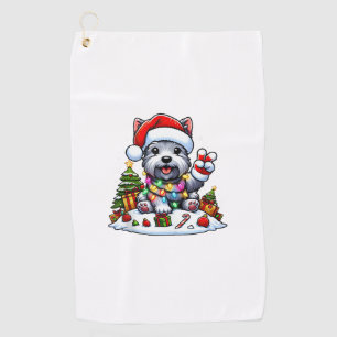 Serviette De Golf Peace Hand Scottish Terrier Christmas Lights Femme