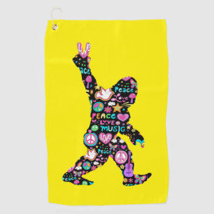 Serviette De Golf Peace Love Bigfoot Hippie Funny Bigfoot Lover
