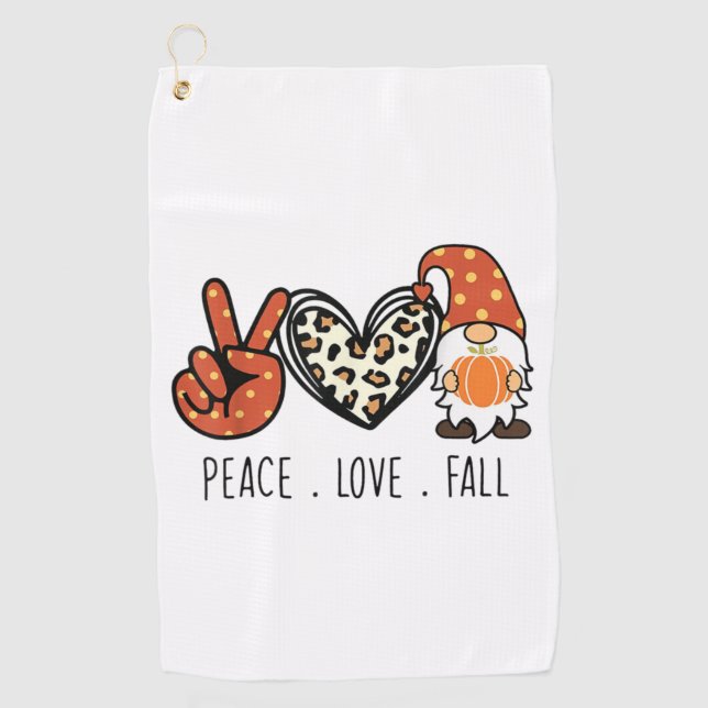 Serviette De Golf Peace Love Fall Leopard Gnome Automne Thanksgiving (Devant)