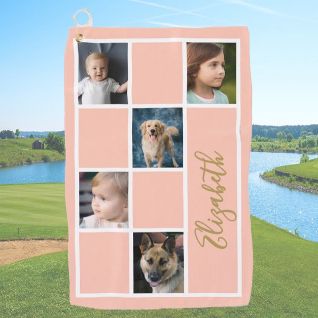 Serviette De Golf Peach Custom Modèle Family Photos (Créateur téléchargé)