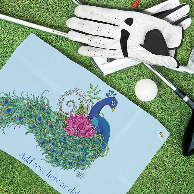 Serviette De Golf Peacock Blue Lotus Fleur Henné (Créateur téléchargé)