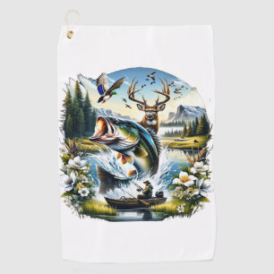 Serviette De Golf Pêche, Cerf, Chasse au Canard