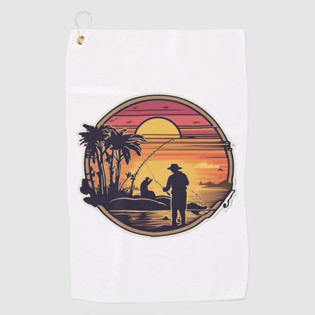 Serviette De Golf Pêche Retro Pêche (Devant)