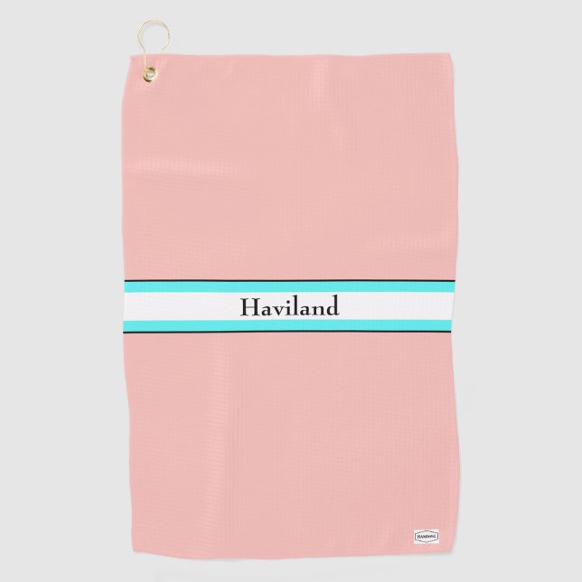 Serviette De Golf Pêche saumon Aqua Personnalisé Golf Towel HAMbWG (Devant)