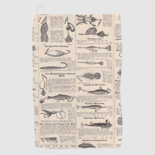 Serviette De Golf Pêche vintage leures : pêcheur d'antiquité des ann
