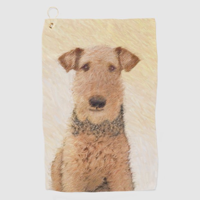 Serviette De Golf Peinture Airedale Terrier - Cute Original Art (Devant)