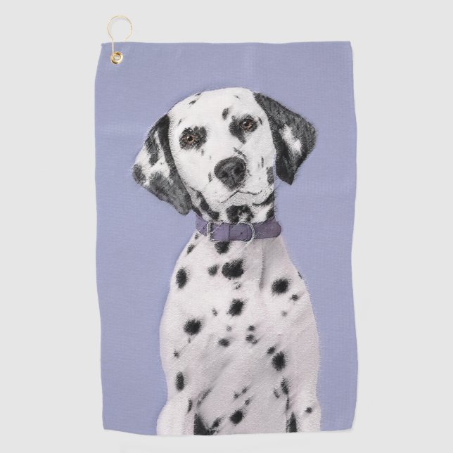 Serviette De Golf Peinture Dalmatienne - Cute Original Chien Art (Devant)