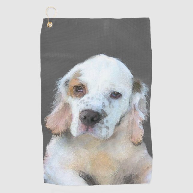 Serviette De Golf Peinture de Clumber Spaniel - Art original de chie (Devant)