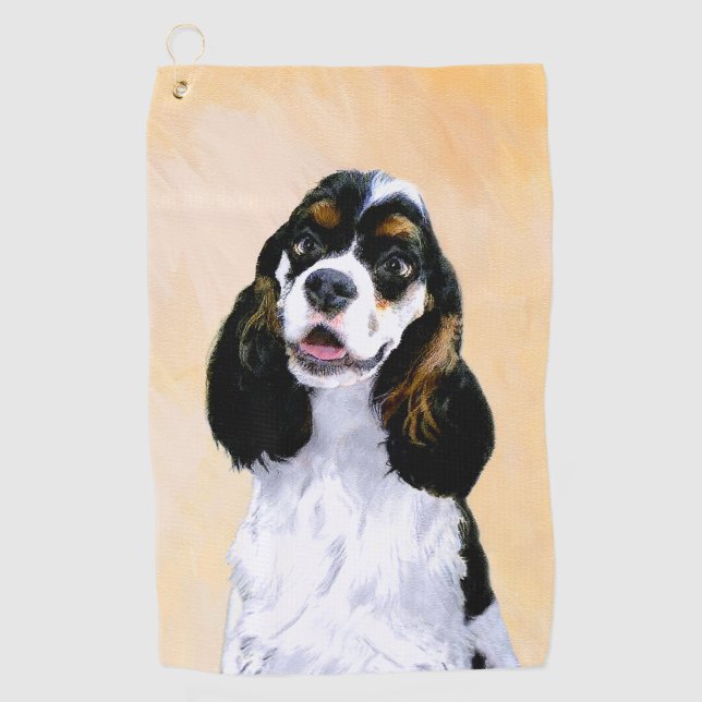 Serviette De Golf Peinture de Cocker Spaniel (Parti) - Art de chien  (Devant)