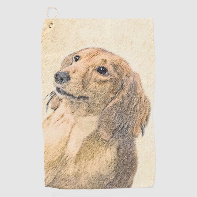 Serviette De Golf Peinture de Dachshund (Longhaïs) - Art original du (Devant)