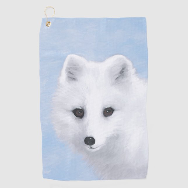Serviette De Golf Peinture de Fox arctique - art original de faune (Devant)