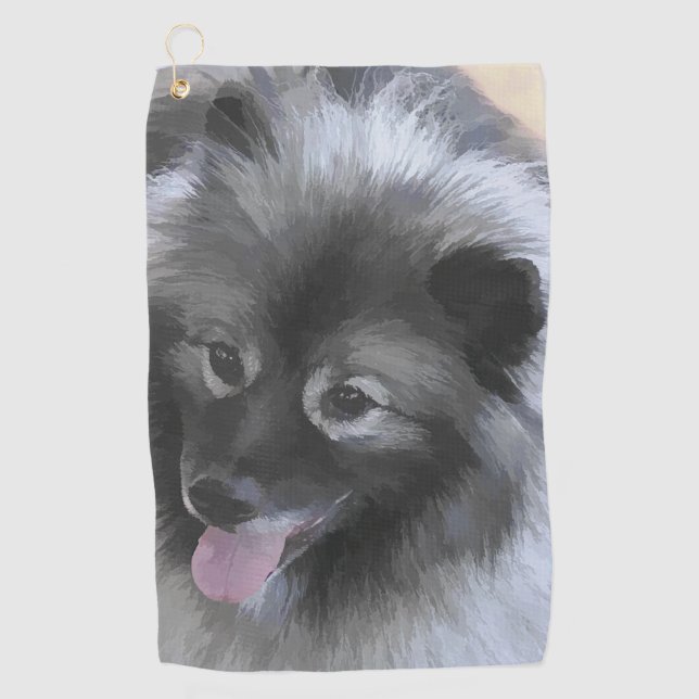 Serviette De Golf Peinture de Keeshond Bailey - Art original de chie (Devant)