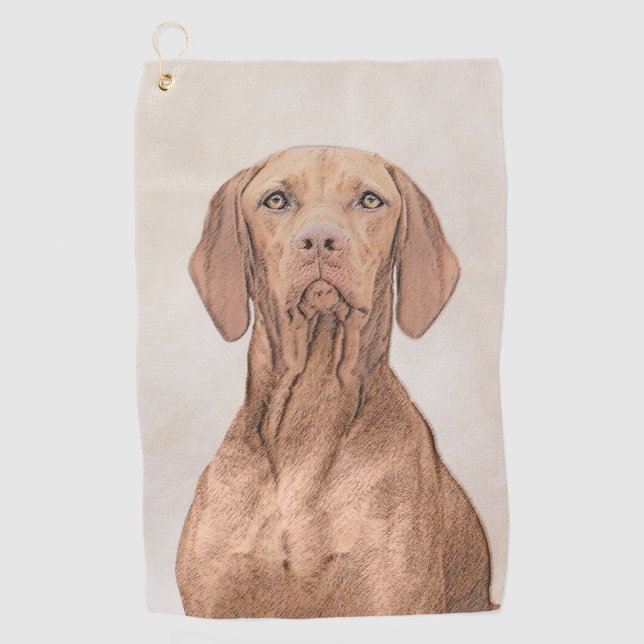 Serviette De Golf Peinture de Vizsla - art original mignon de chien (Devant)
